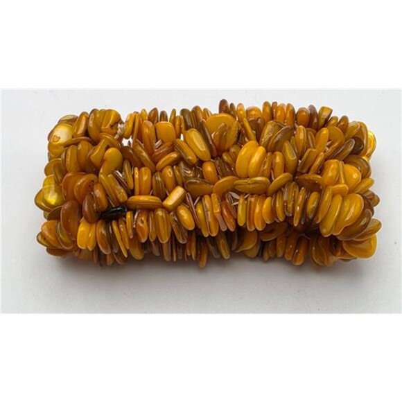 Faux Baltic Amber Dyed Agate Multi Row Stretch Bracelet 6" Vintage - Picture 2 of 8